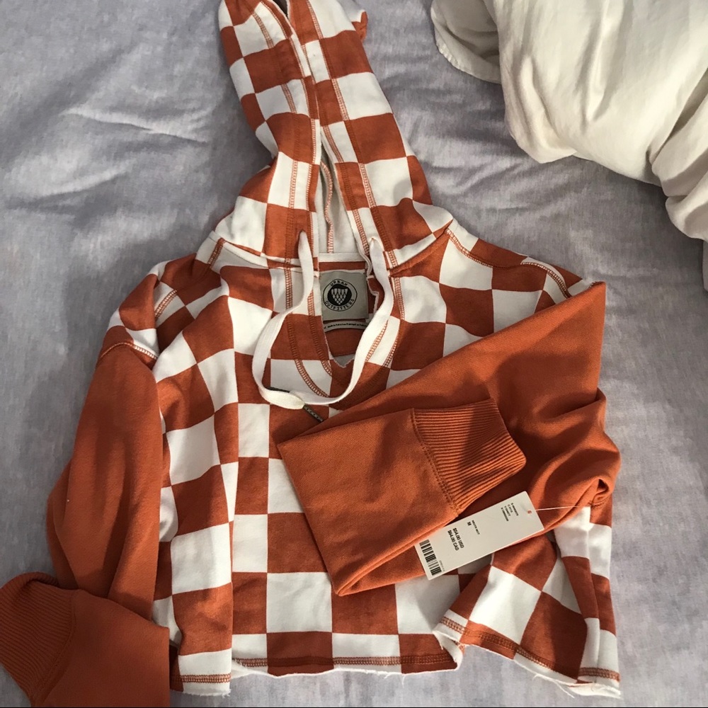 Checkered cropped hoodie